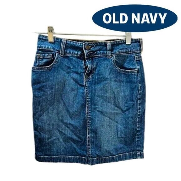 Old Navy Women's Basic Five-Pocket Denim Jean Skirts for‎ Women with Back Slit - Picture 1 of 5